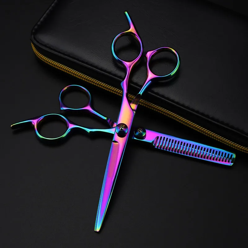 

professional Japan steel 6 '' colors hair cutting scissors set haircut thinning barber haircutting shears hairdressing scissors