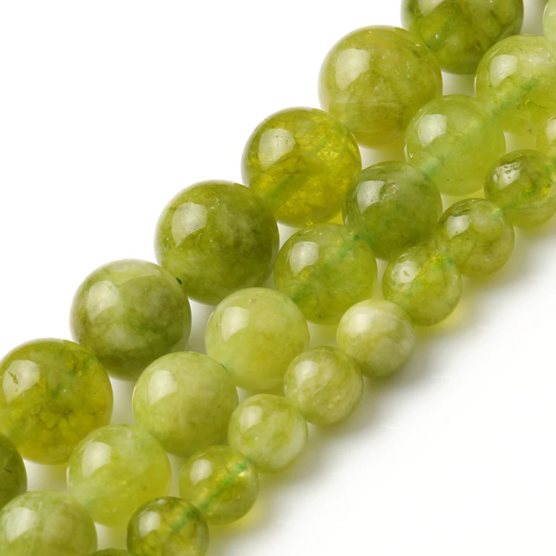 6/8/10mm Wholesale Bulk Natural Stone Beads Green Peridot Loose Round Beads for Jewelry Making DIY Gift Bracelet Erarings 15inch