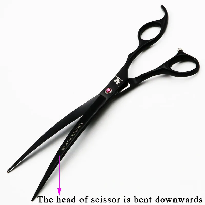 

8 Inch Black Hair Cutting Scissors Professional Curved Downward Hairdressing Scissors Barber Human & Dogs & Cats Pet Shears