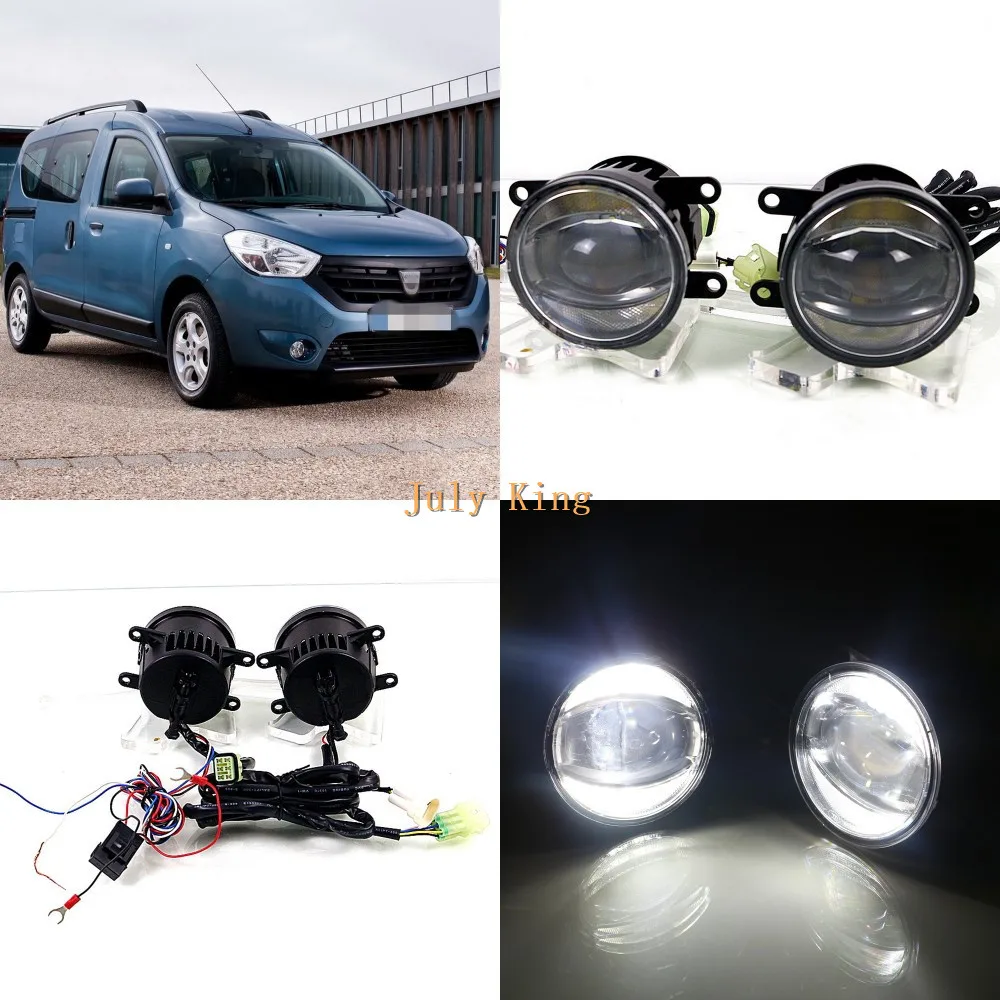 July King 1600LM 24W 6000K LED Q5 Lens Fog Lamp +1000LM 14W Day Running Lights DRL Case for Dacia Dokker 2012+