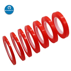 Nastro biadesivo adesivo 2 / 4 / 6 / 8mm/10mm/12mm * 25M acrilico PET pellicola rossa adesivo trasparente per Kit di riparazione dello schermo strumenti di apertura