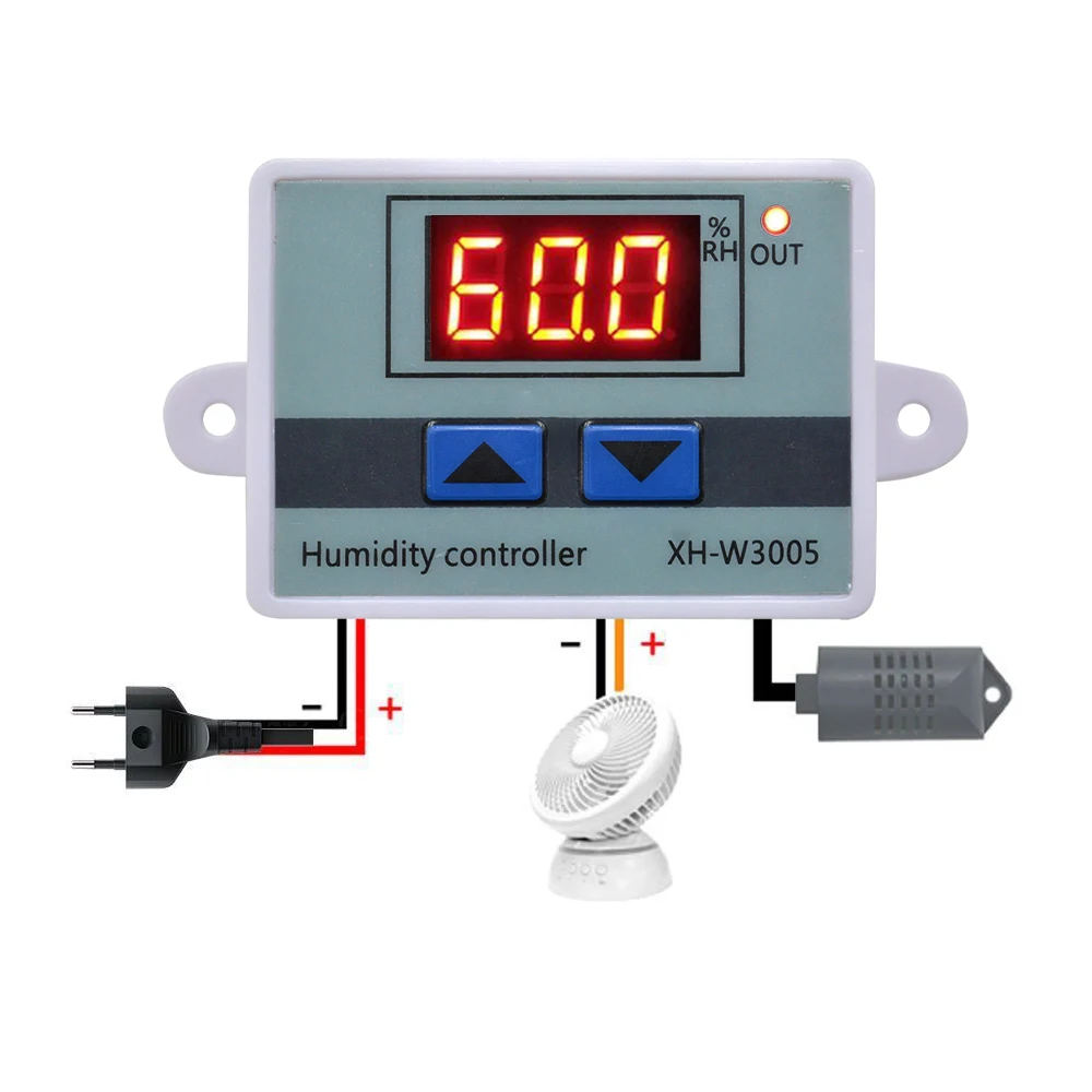 XH-W3005 Digital LED Humidity Controller Hygrometer Humidity Control Switch Hygrostat SHT20 Humidity Sensor AC 110-220V Dropship