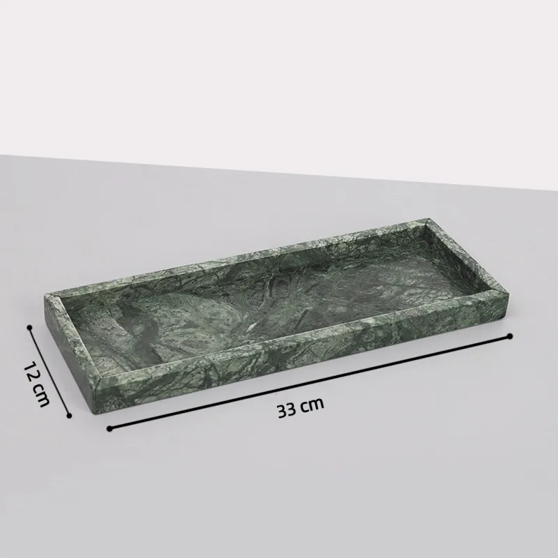 Natural Marble Tea Tray Rectangle Coffee Table Storage Shelf Bathroom Shower Gel Soap Bottle Cosmetics Holder White/Black/Green