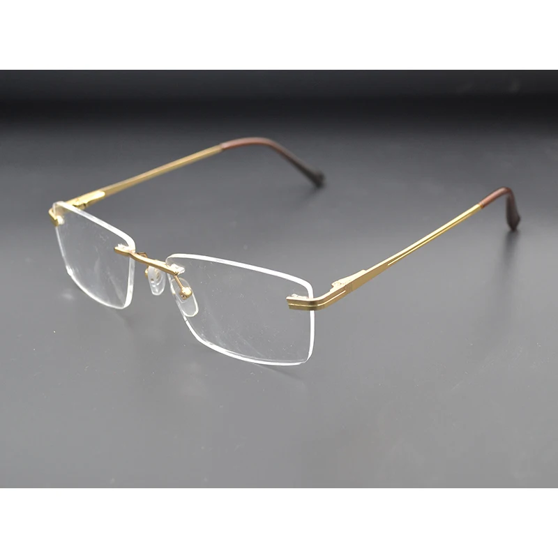 Unisex rectangle Rimless Myopia Glasses frames for Women Men metal Fashion Transparent Eyeglasses Customize Prescription Lens N5