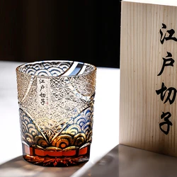 Japanese High Quality Overlay Carving Glass Of  Edo Kiriko Sake Cups  Whiskey Glass Wine Glass With Gift Box