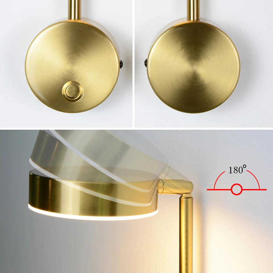 modern wall lights 9W With switch led wall lamps gold wall lamps livingroom indoor lighting Bedside For Bedroom wall sconce