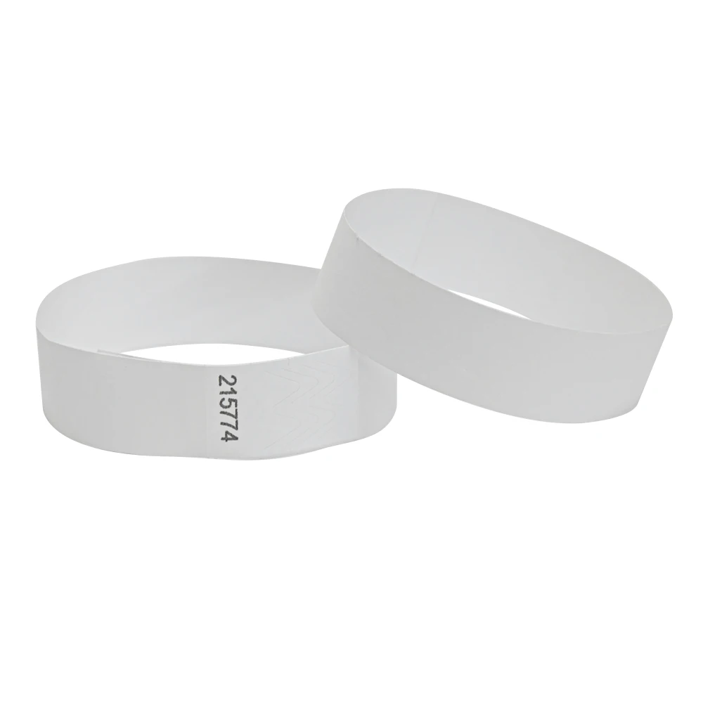 Tyvek Wristbands with Series Numbers, Monochromatic, White Color, ID Wristbands for Party Events, 500 PCs, 3/4 in, New