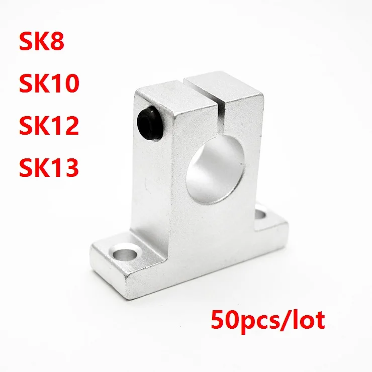 

50pcs/lot SK8 SK10 SK12 SK13 shaft Linear rail shaft support bearing shaft end bearings XYZ Table CNC router 3D printer parts