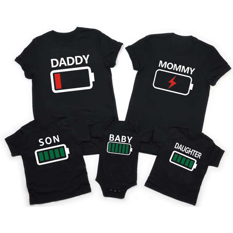 Family Matching Clothes 2021 Funny Dad Mom Daughter Son Short Sleeve T-shirt for Daddy Mommy and Me Baby Girl Boy Clothing