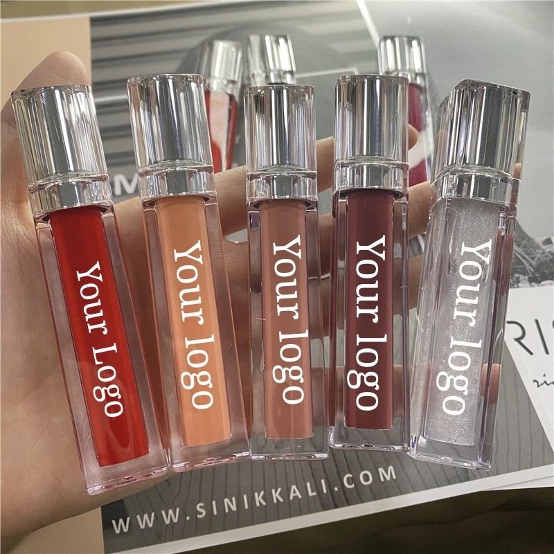 Liquid Lipstick Shimmer Lip Gloss Private Label Custom Logo Shiny Glitter Clear Lip Gloss Wholesale Sliver Tube