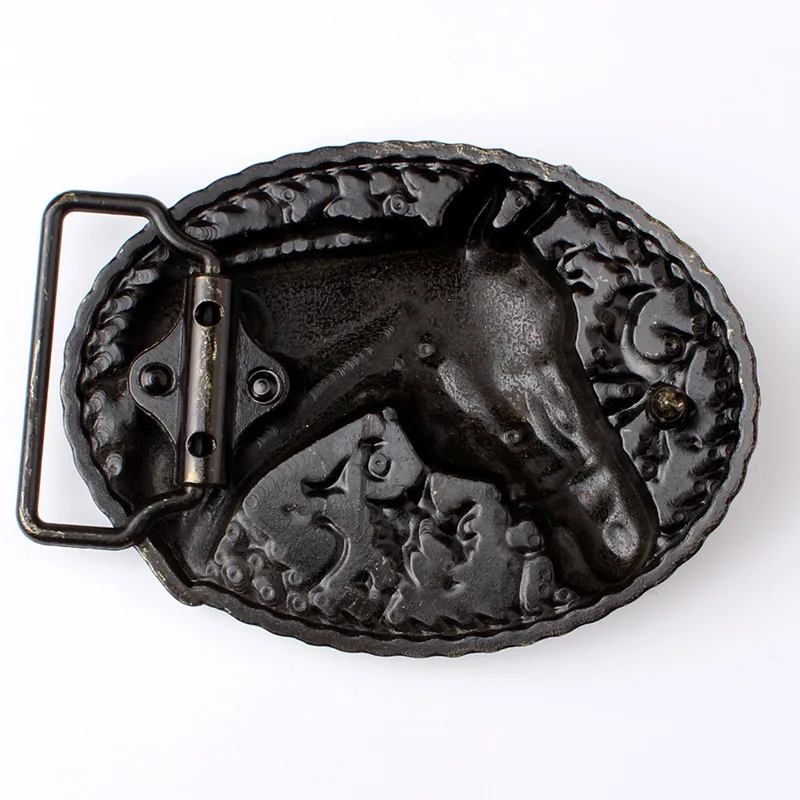 Men's Belt Buckle Accessories Metal Smooth Buckle Horse Head Animal Series DIY