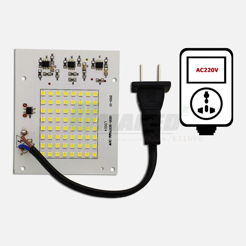 AC220V LED PCB 20W 30W 50W 100W 200W LED الكاشف وحدة الألومنيوم لوحة الأبيض/الدافئة SMD2835 الذكية IC سائق لتسليط الضوء مصابيح