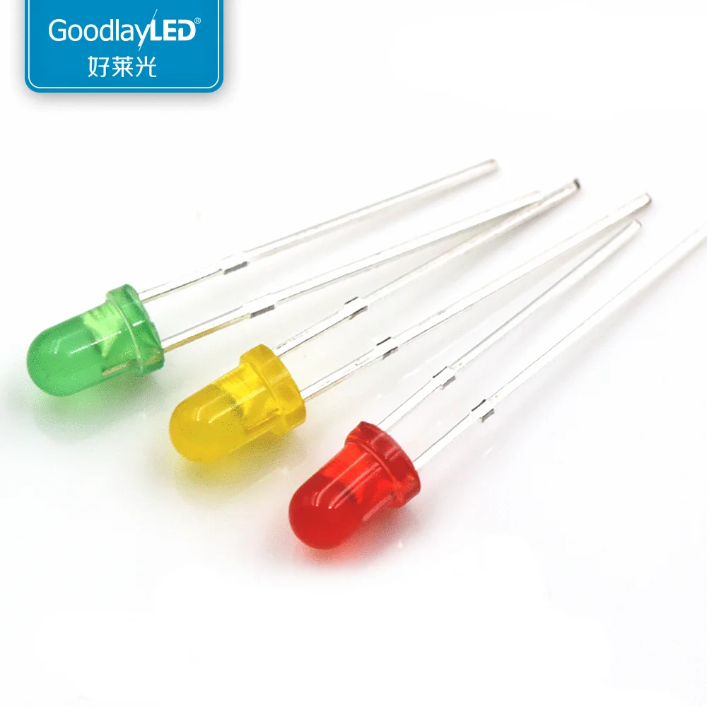 1000pcs 3MM Round High Brightness LED Lamp Beads Red Yellow And Green High Temperature Resistant Light-Emitting Diode