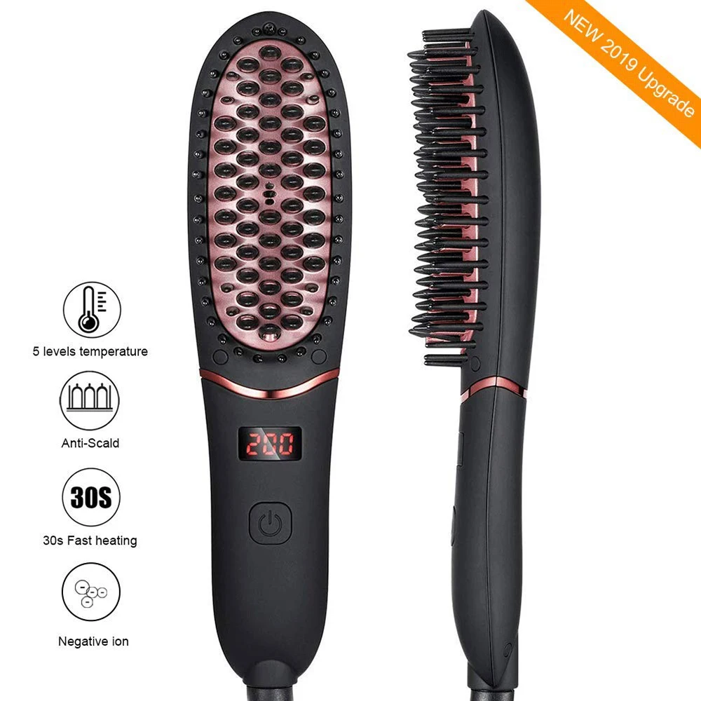 Hair Straightening Brush The One Upper Tourmaline Infused Ceramic Plates For All Hair Types Fine Thick Wavy Hair Straightener