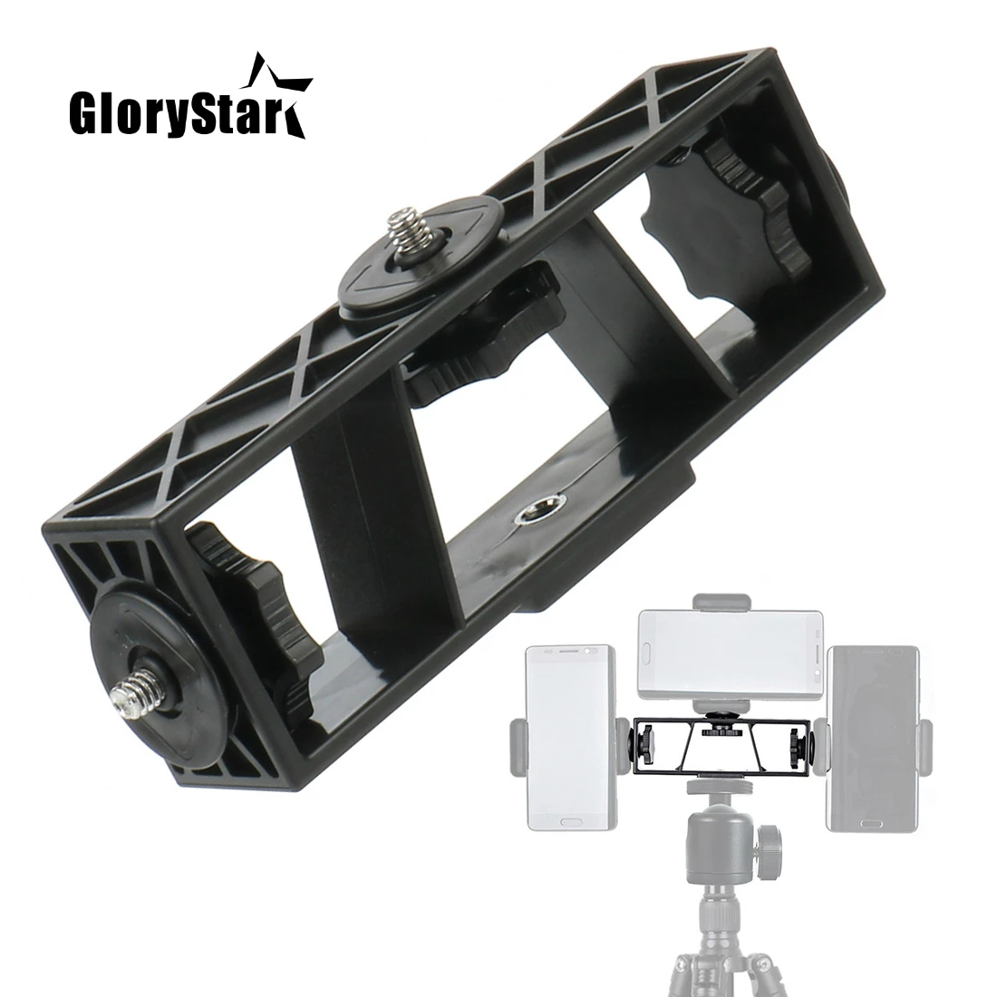 Three Position Multi Camera Stand Clip Bracket Holder 3-Position Mobile Phone Tripod 1/4 Connector Mount Video Live Broadcast