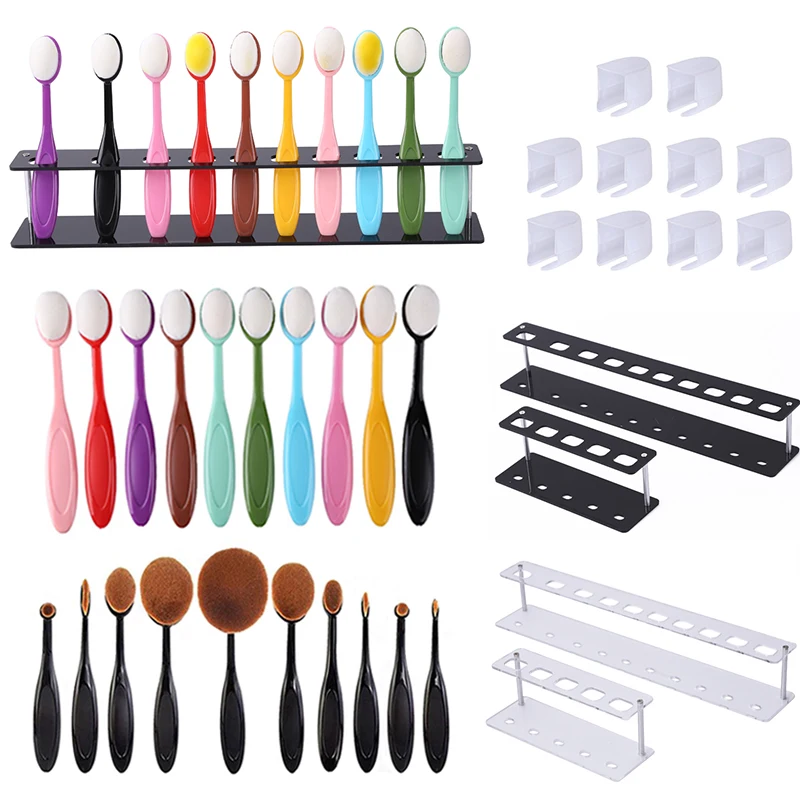 Smooth Blending Brushes 5/10 Holes Brush Holder Rack Drawing Painting Brushes Flat Kit Ink Application Tool for DIY Cards Making