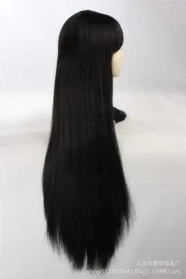 Long Straight Black Synthetic Wigs For Women With Flat Bangs Fringe Natural Wig for Women High Temperature Fiber Cosplay