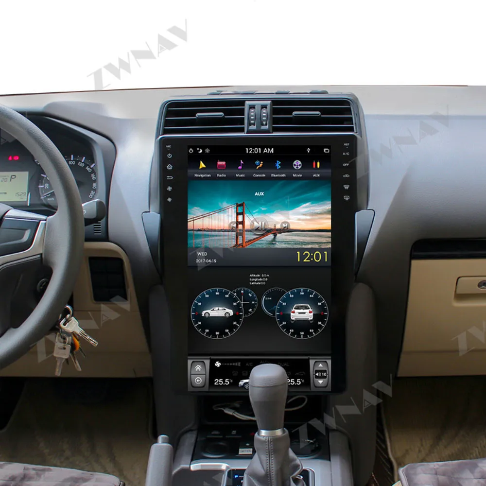 16 inch vertical Tesla Style Android 9.0 auto Car DVD GPS navigation Player multimedia for Toyota Land Cruiser Prado 150 2018+