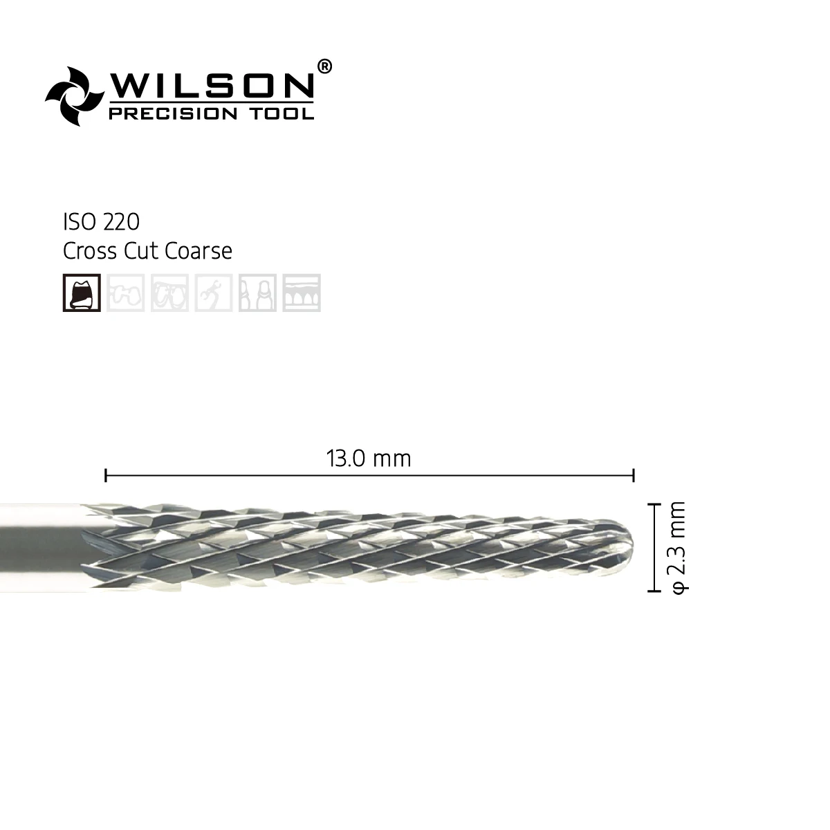 WILSON PRECISION TOOL Tungsten Carbide Milling Burs Cross cut coarse ISO 220