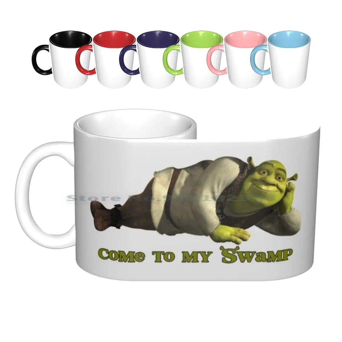 Come To My Swamp-Shrek Ceramic Mugs Coffee Cups Milk Tea Mug Shrek Meme Funny Ogre Fiona Movie Green Donkey Swamp Shrek Movie