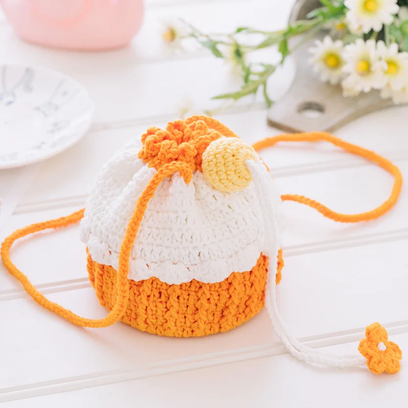 DIY Knitting Yarn Package Material Bag Kit, Paper Cup Cake Bag, DIY Manual Crochet Material All Included, Shoudler Bag