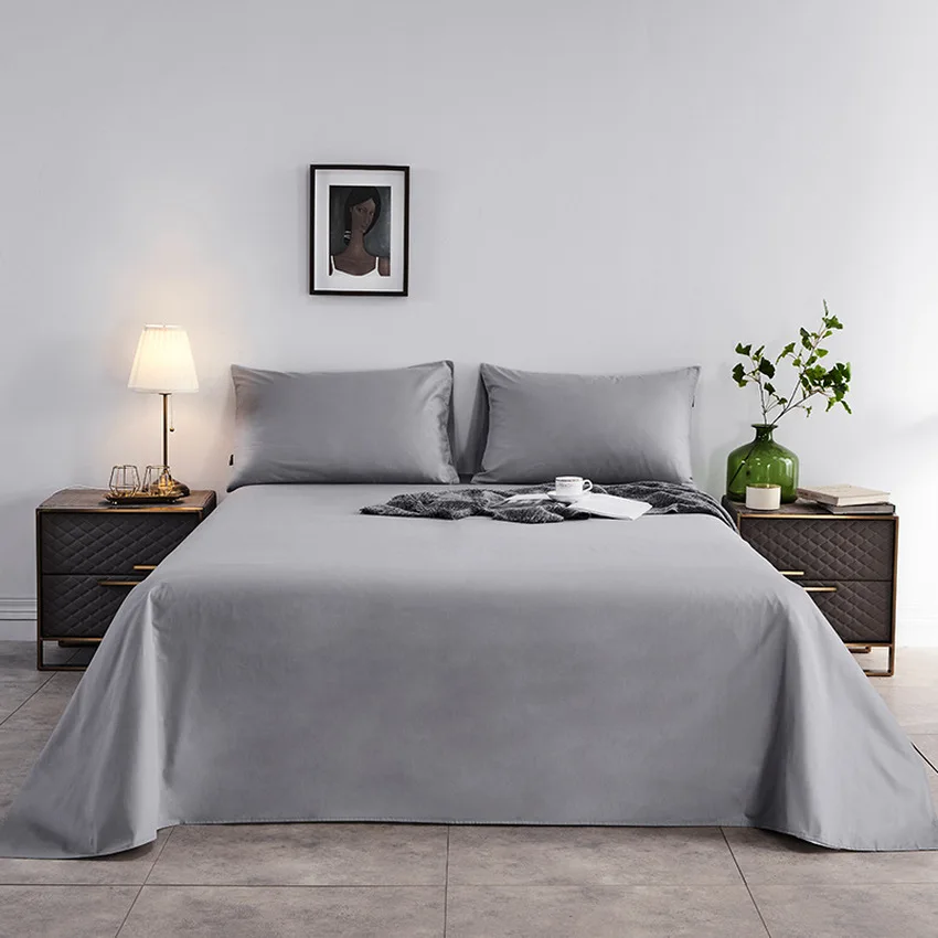 Nordic Simple Solid Color Single Double Bed Sheets Oversized Sheets Are Breathable Not Shrink Bed Cover Polyester