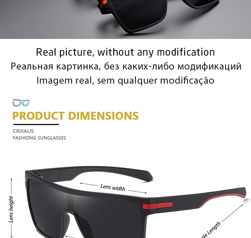 CRIXALIS Mode Polarisierte Sonnenbrille Für Männer Platz Übergroßen Anti Glare Fahrer Spiegel Sonnenbrille Frauen UV400 Brille Männlich – Detail 4