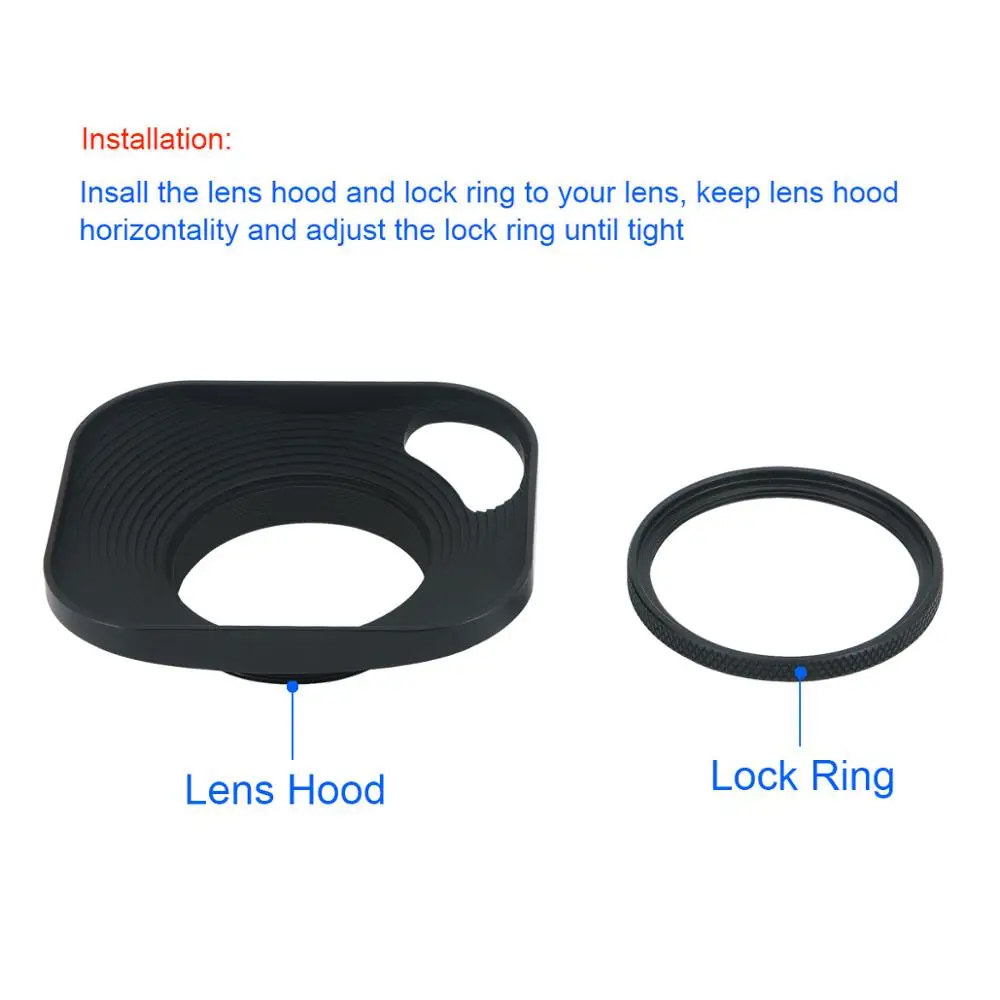 Haoge-parasol de objetivo de Metal de 39mm, capucha hueca diseñada + tapa para cámara de telémetro Leica con filtro E39 de 39mm, lente de rosca negra
