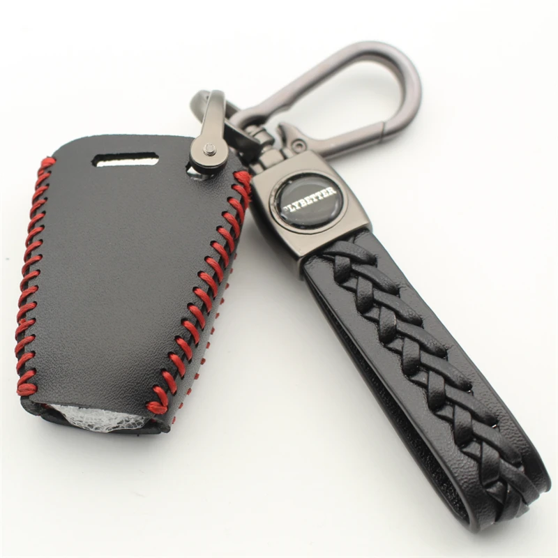 FLYBETTER Genuine Leather 4Button Keyless Entry Smart Key Case Cover For Hyundai Veracruz  L625