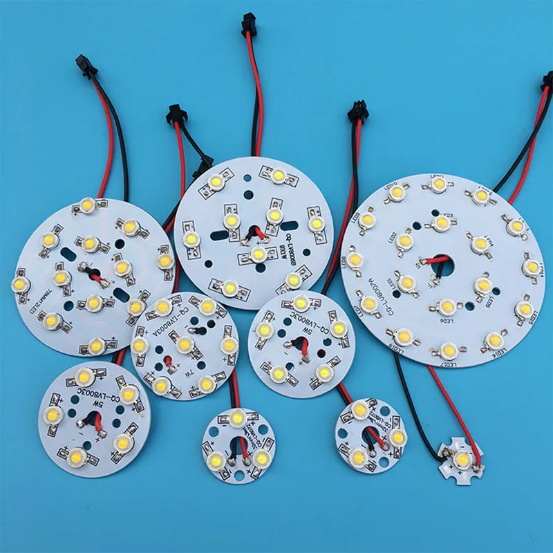 LED Lamp Beads 3W 5W 7W 9W 12W 15W 18W High Power LED PCB board welded terminal wire LED pendant light source  light board