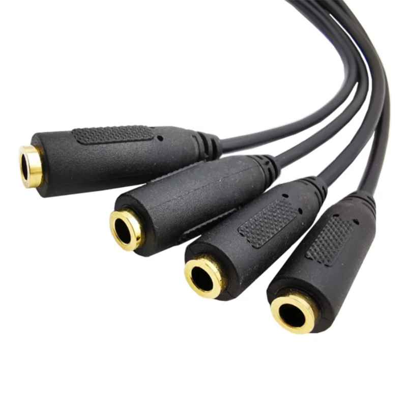 High Quality 3.5mm Splitter Mic And Cable 1 To 4 Ways TRS 3 0ole/2 Rings Male To 4 X Female Splitter Cable