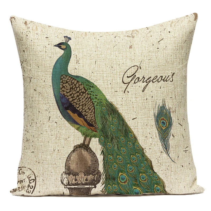 Hand Painted  Peacock Cushion Cover Peacock Feather Decorative Pillows Cover For Home Decor Sofa Seat Throw Pillow Case