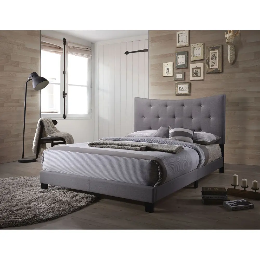 Venacha Queen Bed in Gray Fabric   Bedroom Furniture for Livingroom US Warehouse