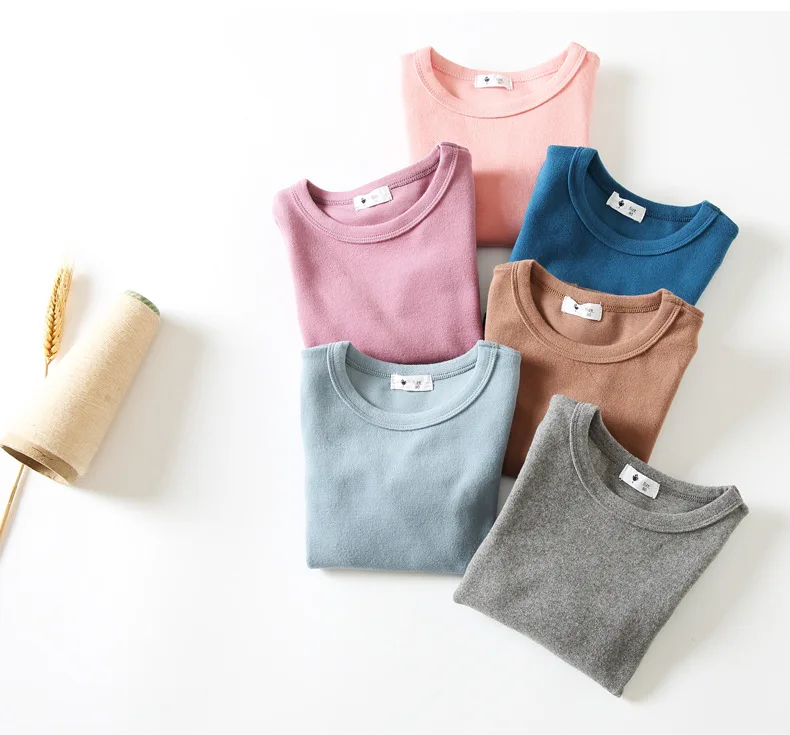 Basic Bottom Baby Autumn Spring T Shirt Solid Color Kids Children Casual Clothing Cotton T-shirt For Girls Tops