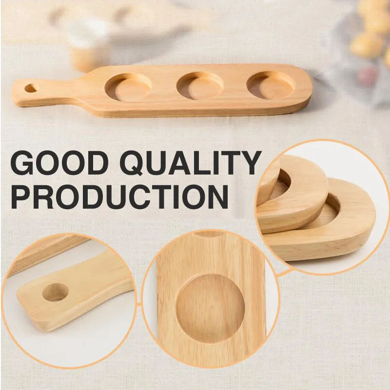 Wooden Paddle Shape Glasses Holder Beer Cup Tray Shot Glasses Serving Tray Bottle Stand Beer Cup Tray Long Handle