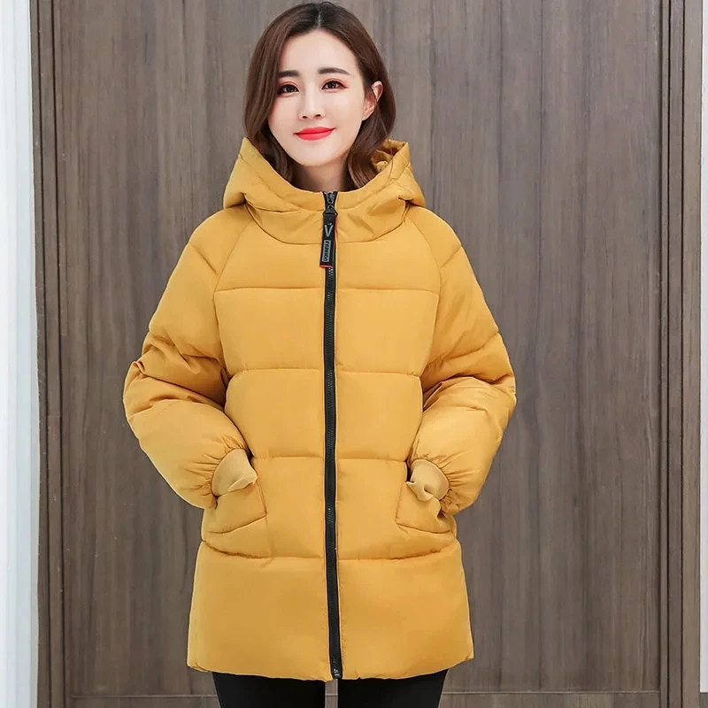 2022 New Special Size 8XL Jacket Woman Winter Down Cotton Jackets Female Fashion Loose Warm Hooded Parka Hooded Outerwear Beige