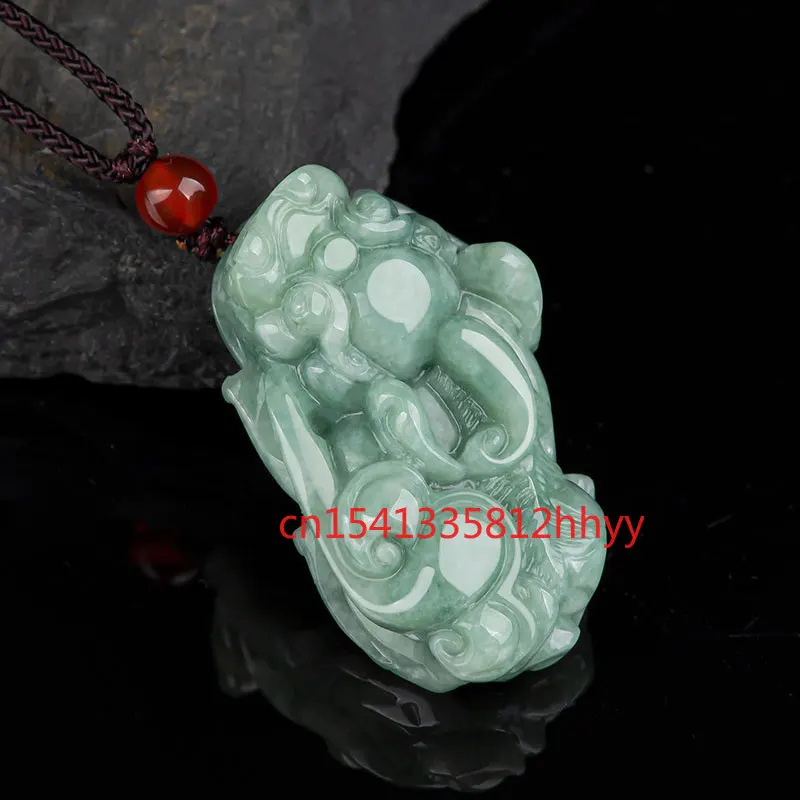 

Hot Selling Natural Jade Bean Green Pixiu Pendant Necklace Charm Jewellery Hand-Carved Pendant for Women Men Fashion Accessorie