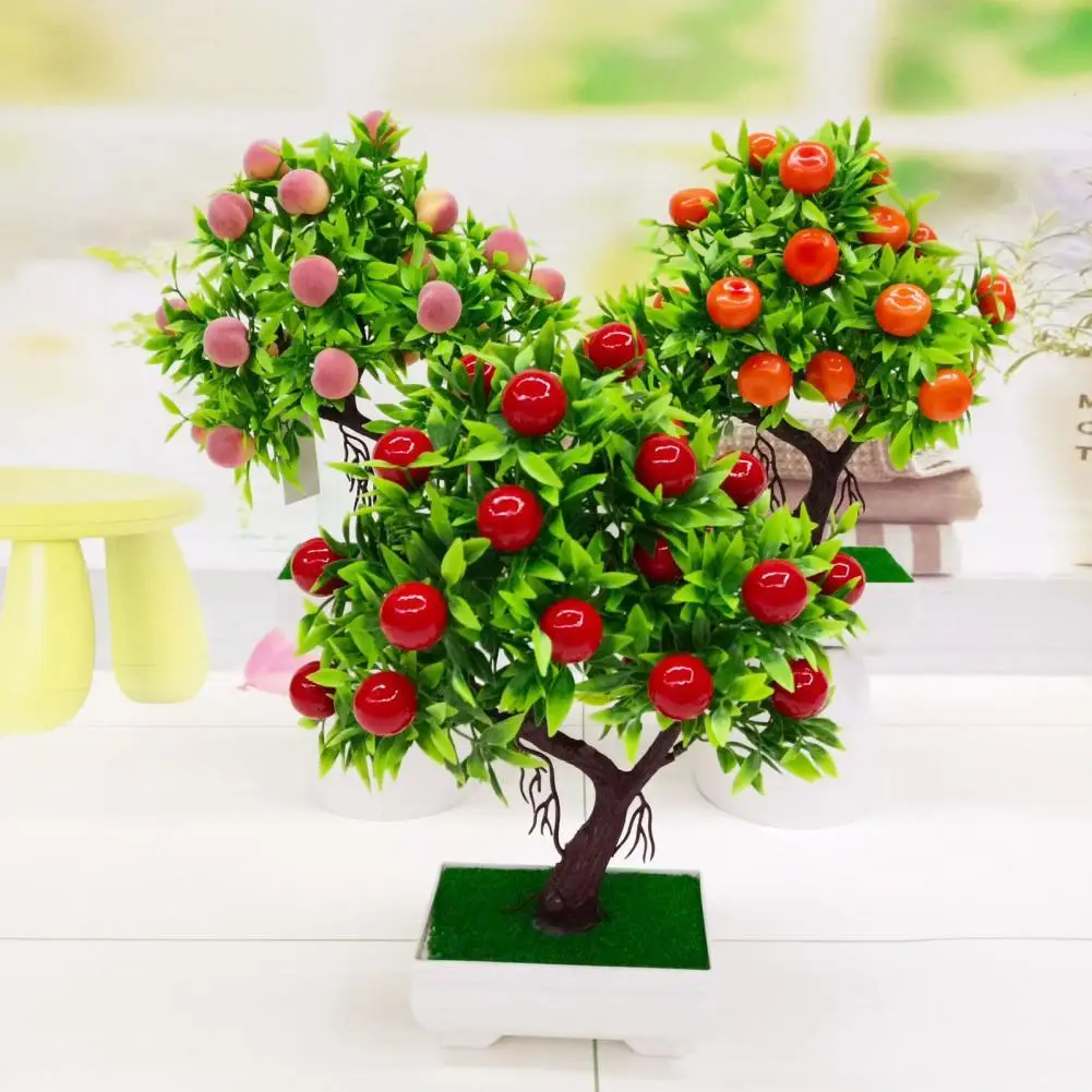 Artificial Fruit Tree Fake Plant Bonsai Simulation Plastic Mandarin Orange Blooming Small Potted Ornament Home Garden Decoration