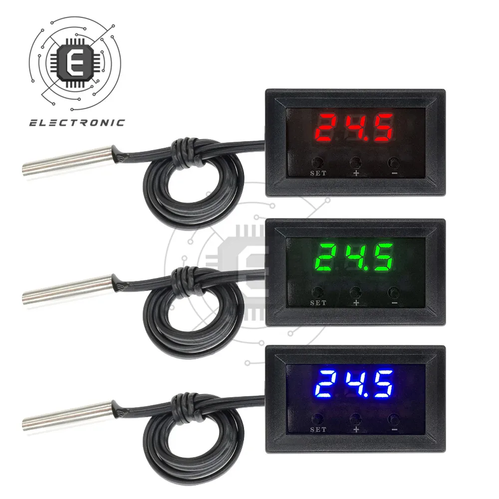 Controlador digital de temperatura lear w1209-50-110c dc 12v, termostato, controle de temperatura, placa com sensor de caixa