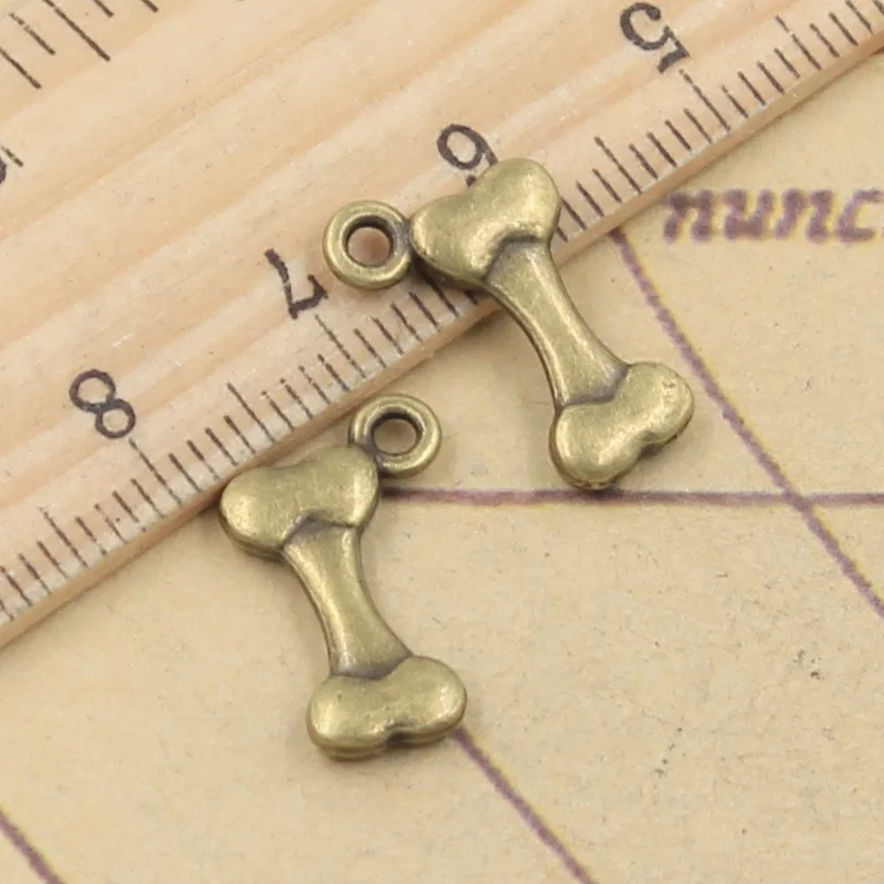 40pcs Charms Dog Bone 16x10mm Antique Bronze Silver Color Pendants Making DIY Handmade Tibetan Finding Jewelry For Bracelet