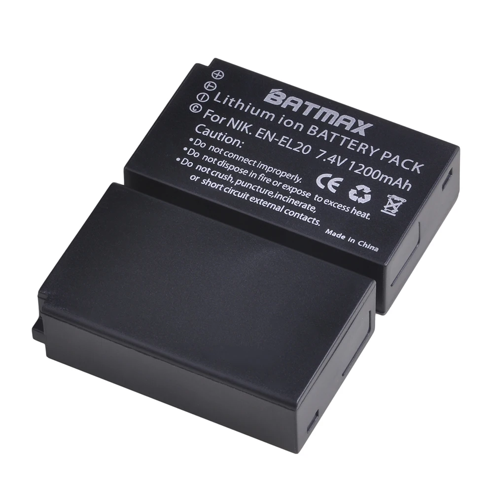 Batmax-batería EN-EL20 EL20, cargador doble LED con puerto tipo C para Nikon Coolpix P1000 Nikon1 J1, J2, J3 Nikon1 AW1