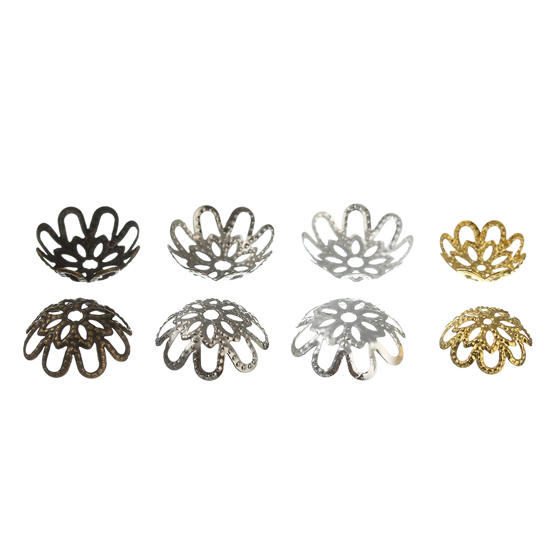 100pcs/lot Metal Hollow Flower Bead End Caps For Jewelry Making Needlework Spacer Bead Clasps Pendant Connector DIY Accessories