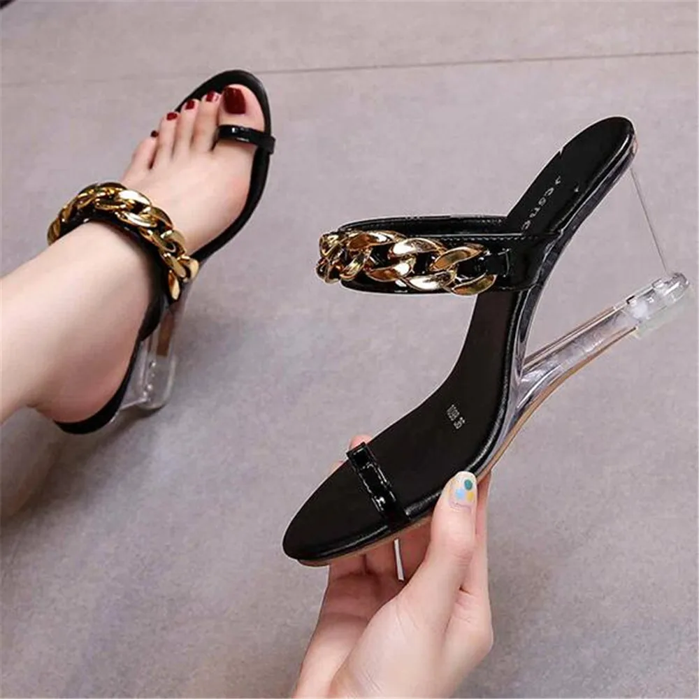 Wedge Clip Toe Slides Women's New Style Sexy Summer Open Toe Shoes Female Simple Flip Flop Transparent Sole Candy Slippers 34-43