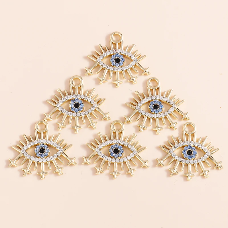 4pcs Antique Silver Evil Eye Charms for Jewellery Making