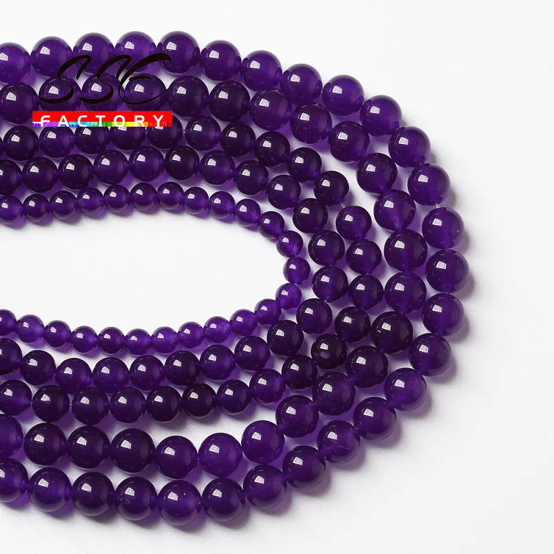 Natuurlijke Donker Paars Rood Jades Chalcedoon Kralen Ronde Losse Kralen Voor Sieraden Maken Diy Armbanden Accessoires 4 6 8 10 12 14Mm