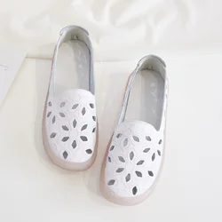New Moccasins Women Flats Autumn Woman Loafers Genuine Leather Female Shoes Slip On Ballet Bowtie Women's Shoe Size 35-43