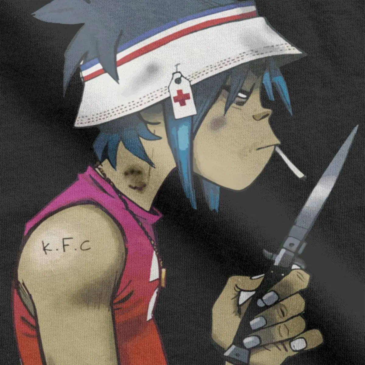 Music Band Gorillaz Smoking T Shirts Men Pure Cotton Funny T-Shirts Crewneck Tees Short Sleeve Clothing Party