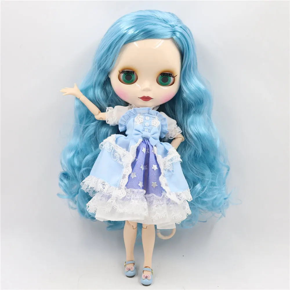 ICY DBS Blyth doll 1/6 bjd 30cm white skin nude joint body blue hair diy makeup girl gift .NO.BL6227