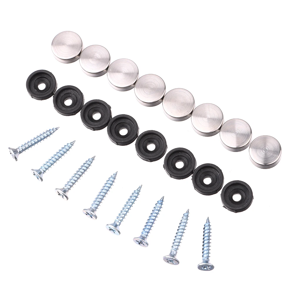 8 Sets 12-30mm Mirror Fasteners Screws Decorative Cap Nail Advertising Glass Screw Stainless Steel Cover Furniture Hardware