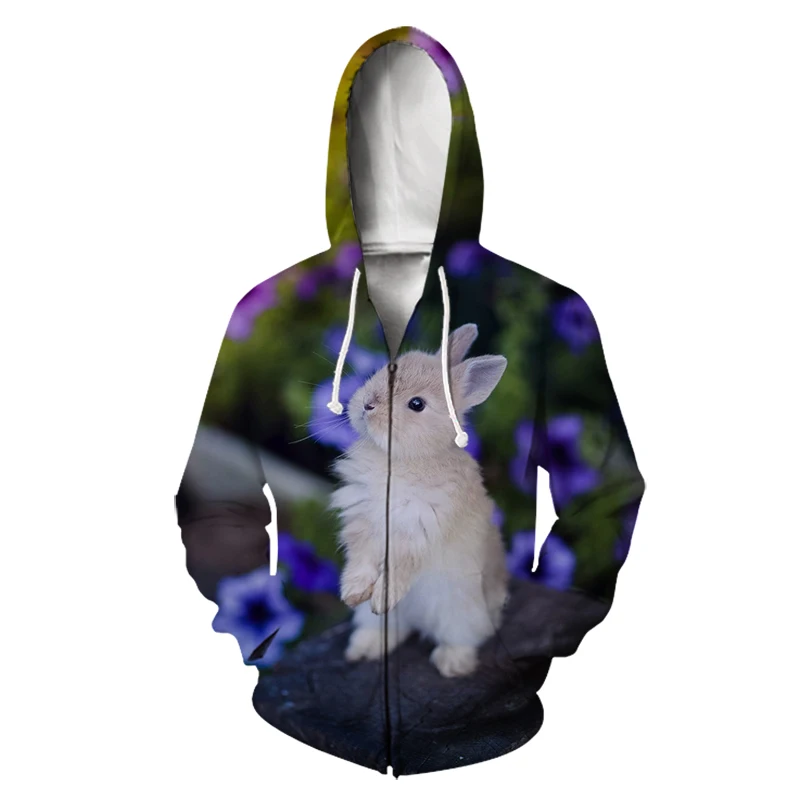 

Jumeast Men Women 3D Sweatshirts Animal Rabbit Oversized Coat Streetwear Harajuku Casual Jacket Pullover Spring Zipper Hoodies